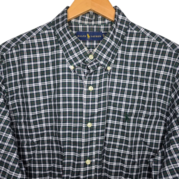 Ralph Lauren Blue Label Mens XL Green White Red Plaid Button Up Shirt - Picture 5 of 5
